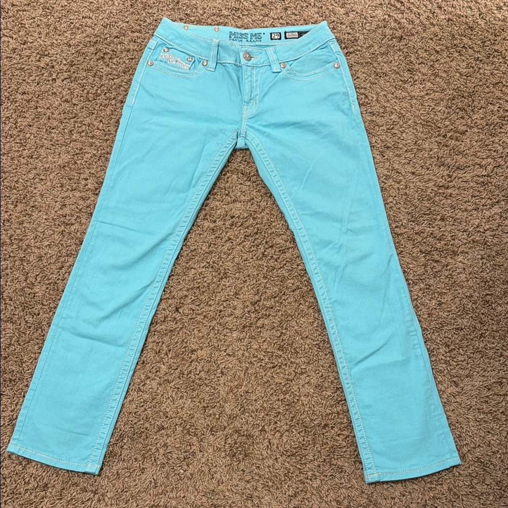 Miss Me Aqua Straight Leg Denim Jeans